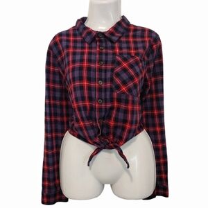 Forever 21+ - Plaid Front Tie Crop Button Front Shirt